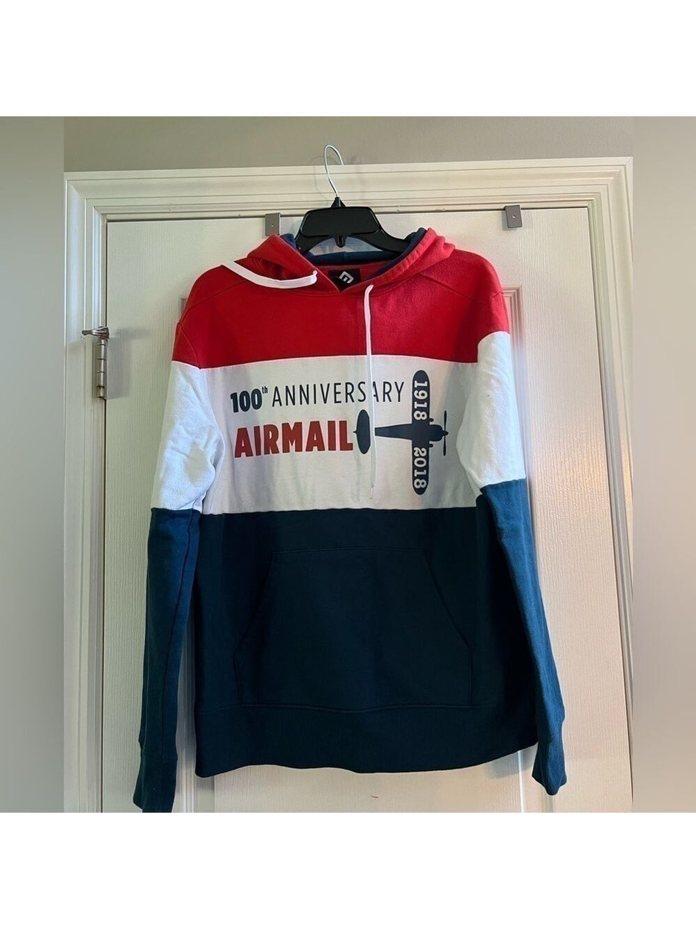 Red/White/Blue Stripped 100th Anniversary Airmail 1918-2018 Hoodie Size M